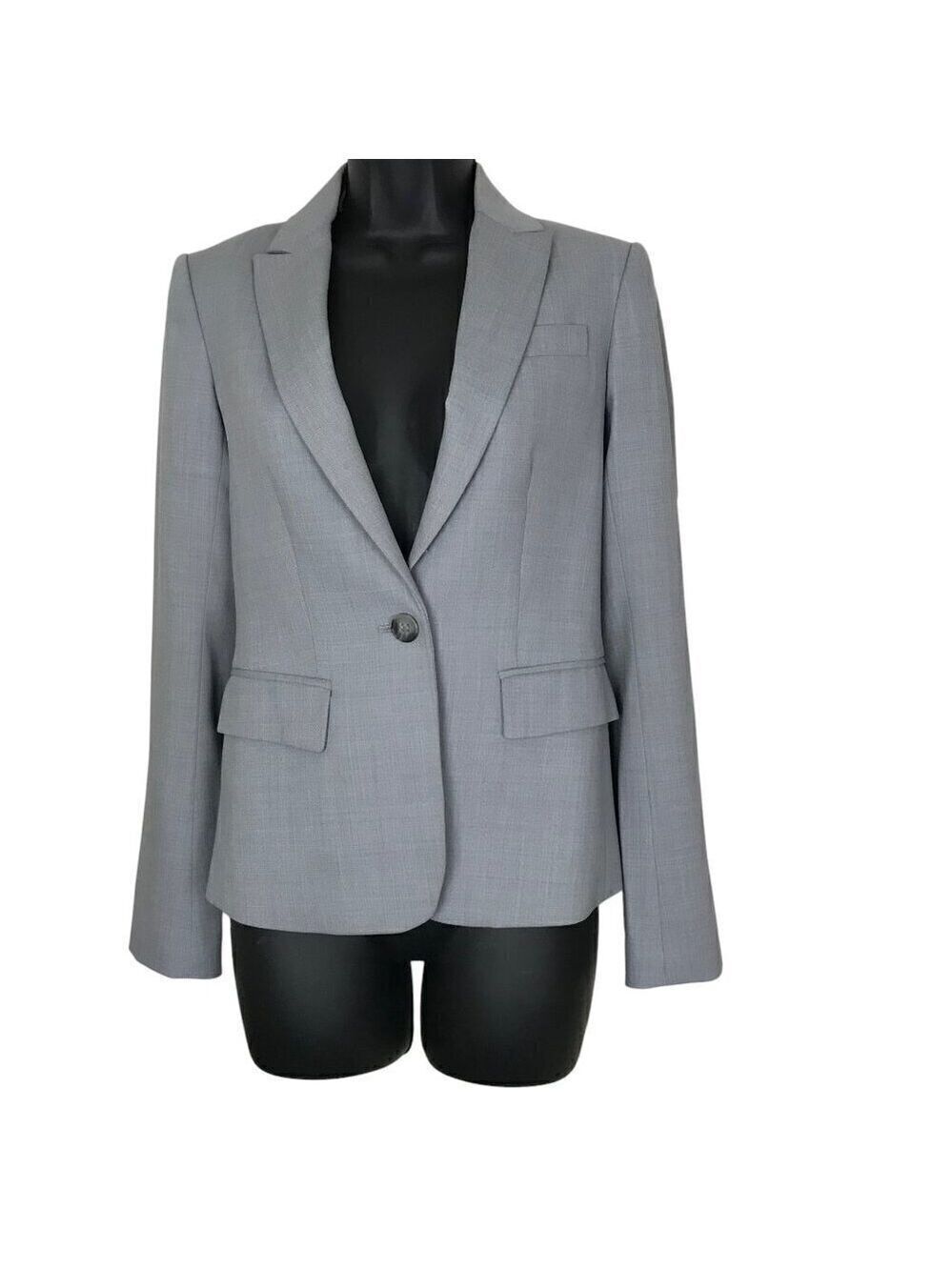 Theory Grey One Button Two Front Pockets Blazer Size 0